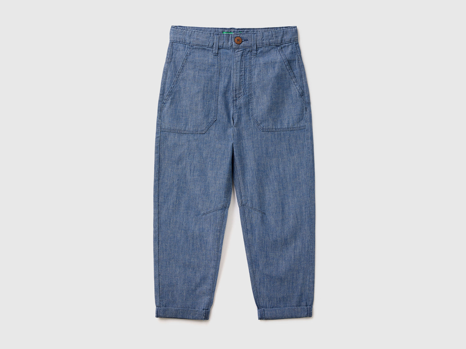 Trousers In Linen Blend Chambray