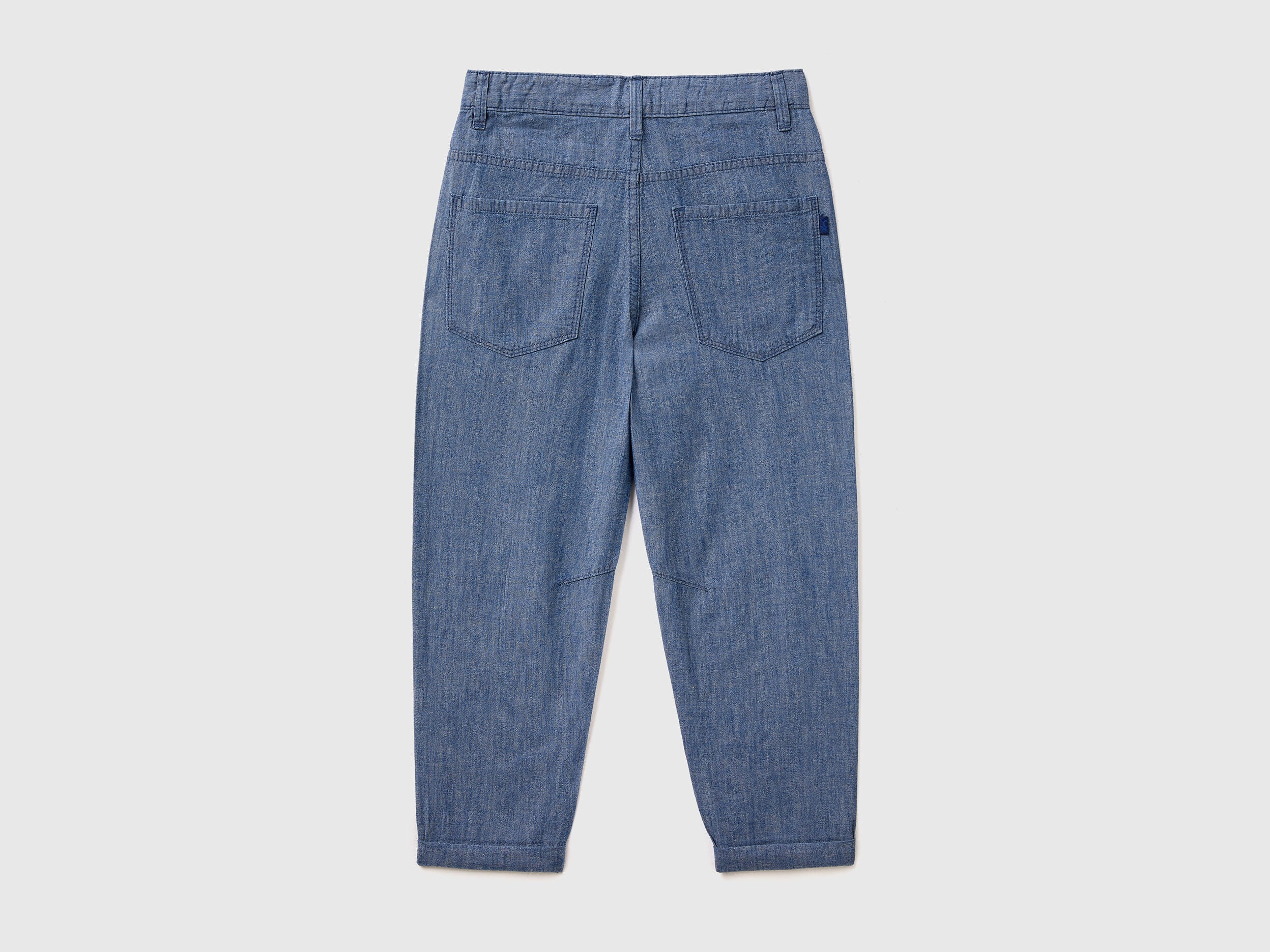 Trousers In Linen Blend Chambray