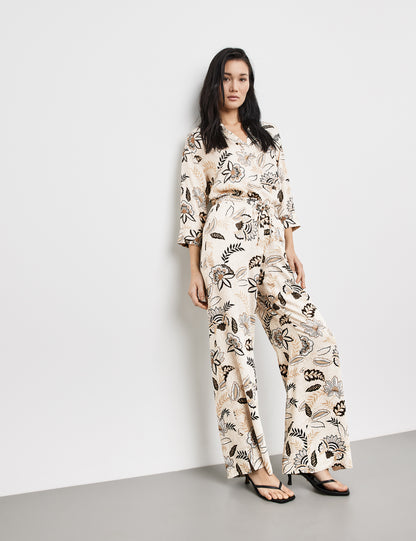 Trousers With A Floral Print, Palazzo Fit