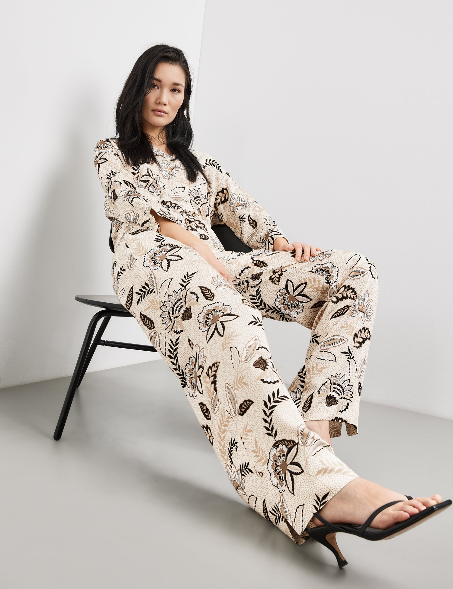 Trousers With A Floral Print, Palazzo Fit