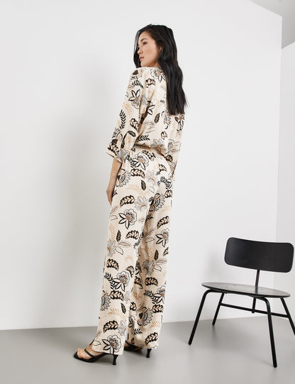 Trousers With A Floral Print, Palazzo Fit