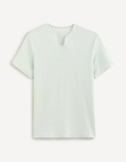 Tunisian Neck T-Shirt 100% Cotton - Green - 04