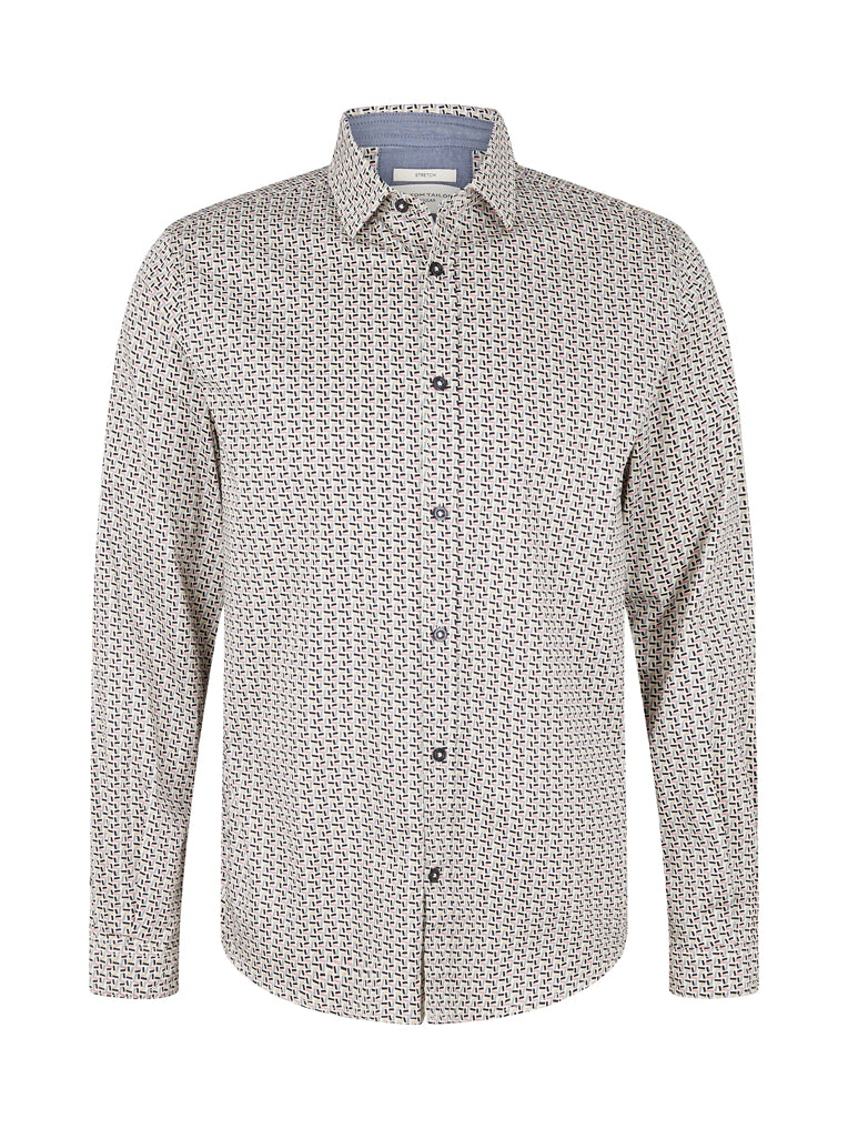 White All-Over Print Long Sleeve Shirt