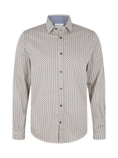 White All-Over Print Long Sleeve Shirt