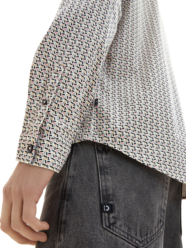 White All-Over Print Long Sleeve Shirt