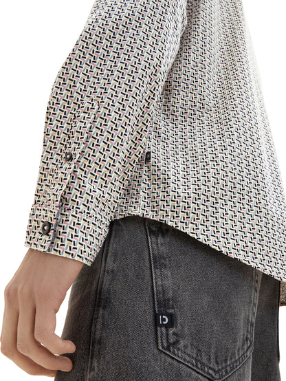 White All-Over Print Long Sleeve Shirt