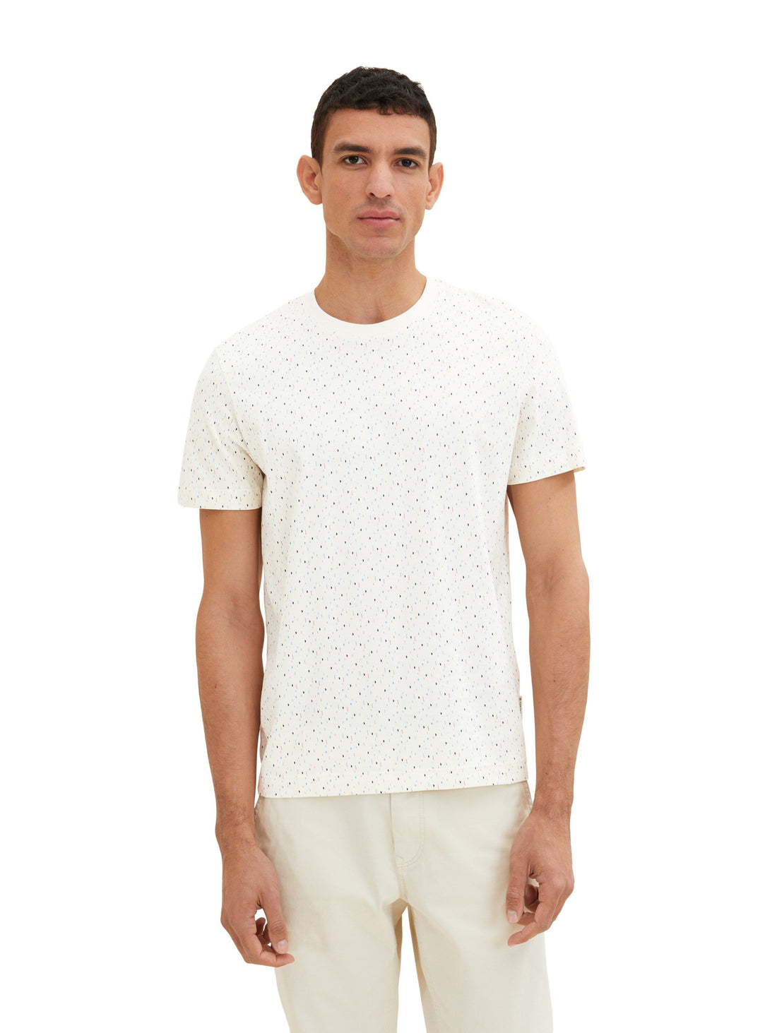 White All-Over Print Short Sleeve T-Shirt Tom Tailor