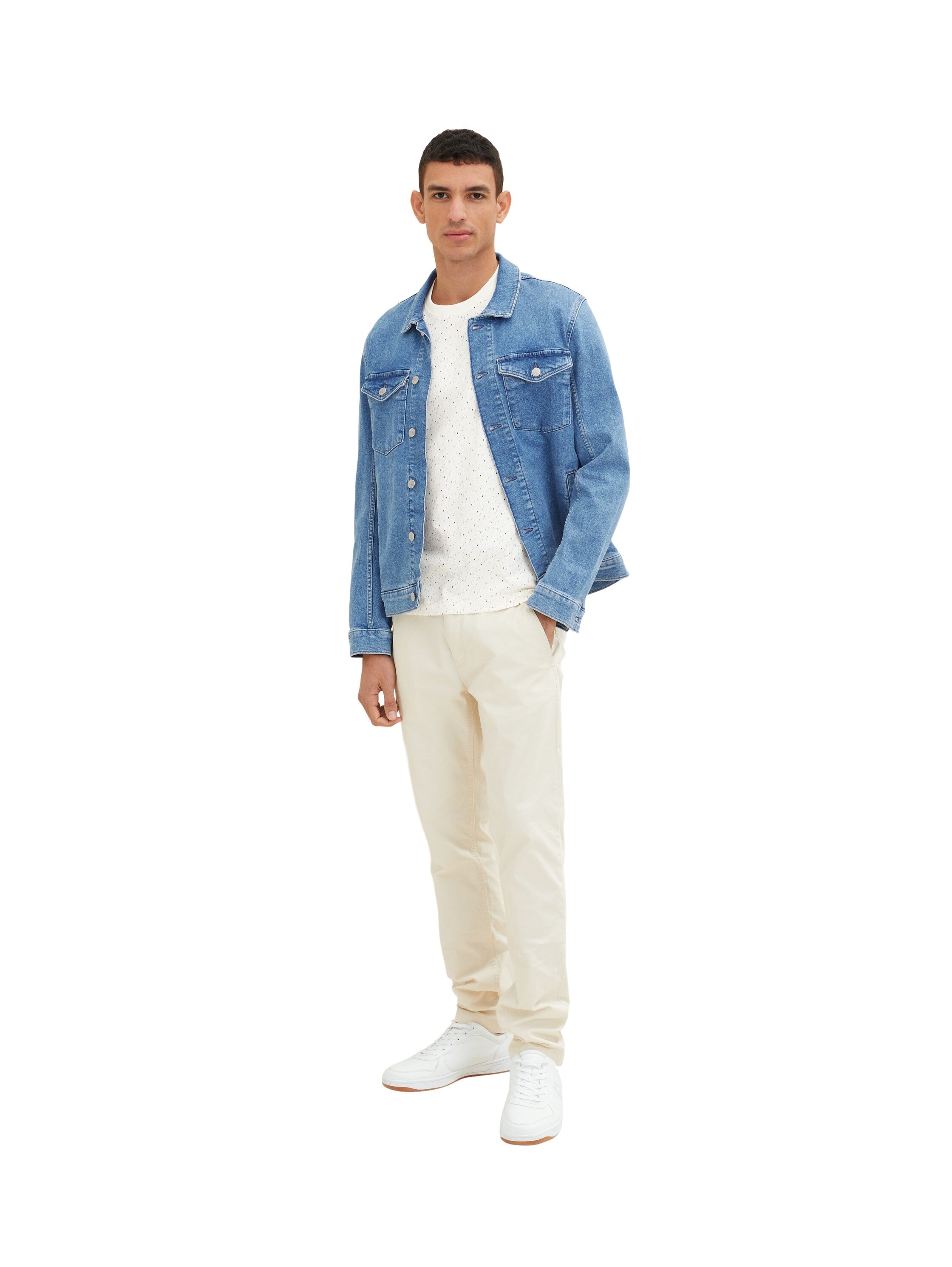 White All-Over Print Short Sleeve T-Shirt Tom Tailor