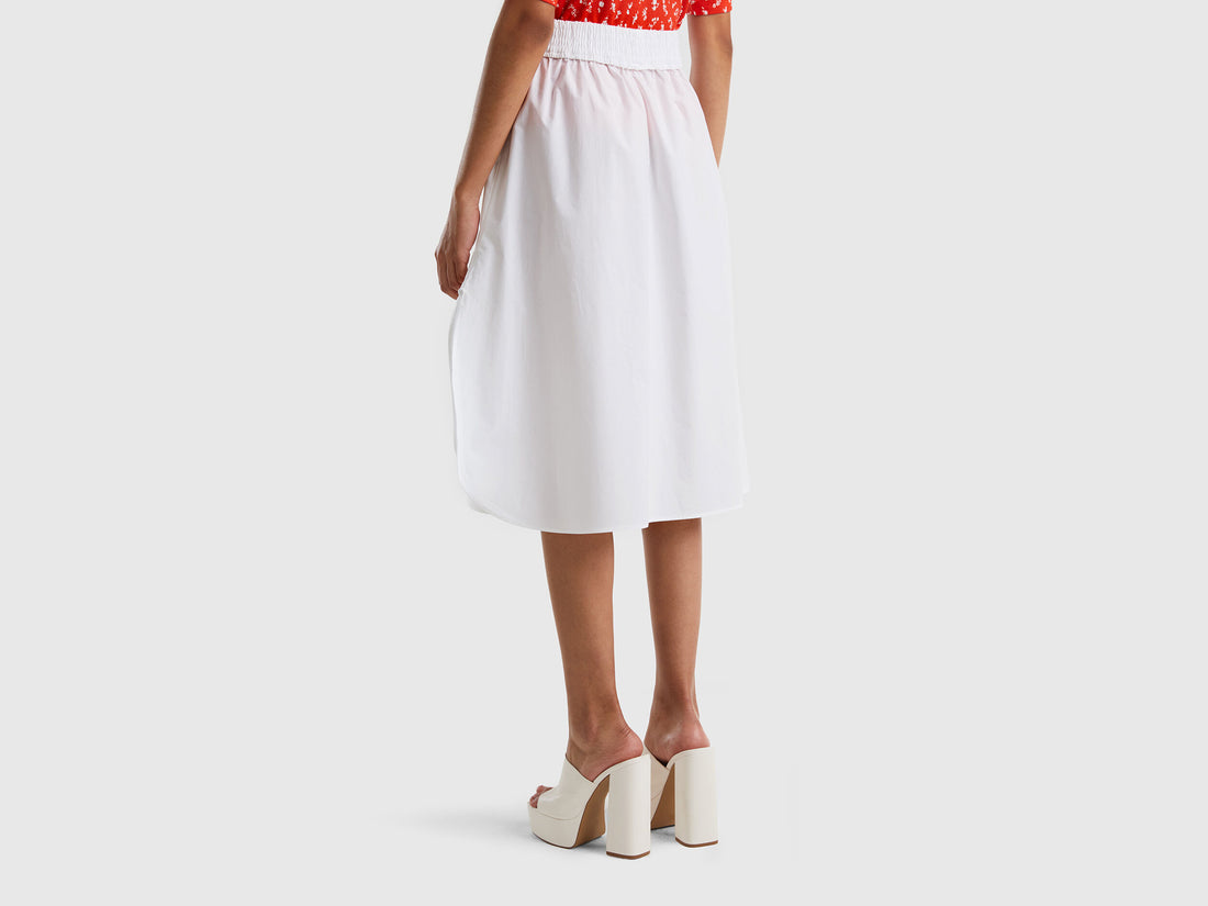 White 100% Cotton Midi Skirt