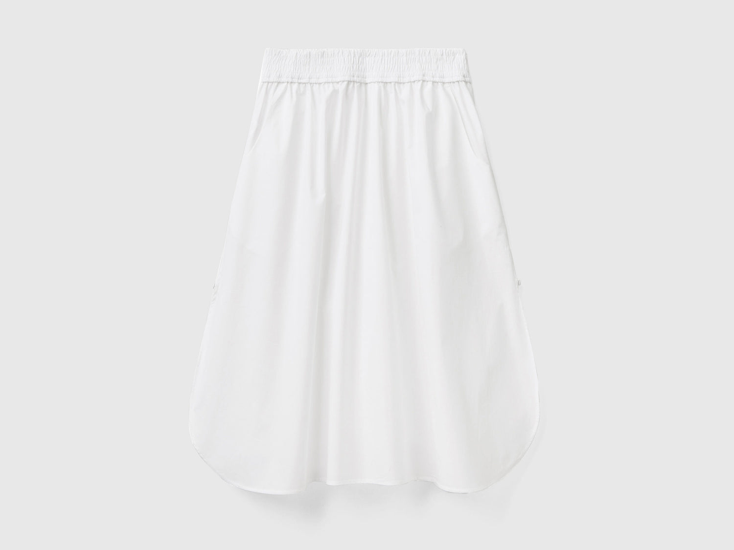 White 100% Cotton Midi Skirt