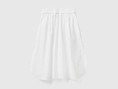 White 100% Cotton Midi Skirt