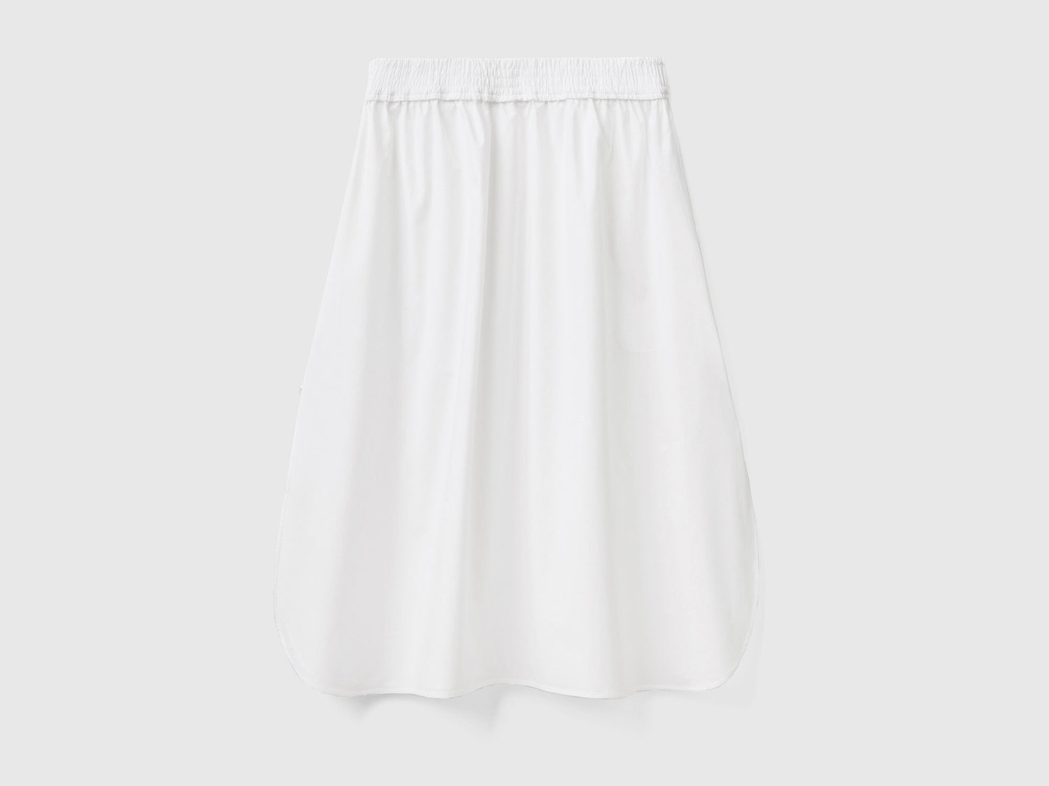 White 100% Cotton Midi Skirt