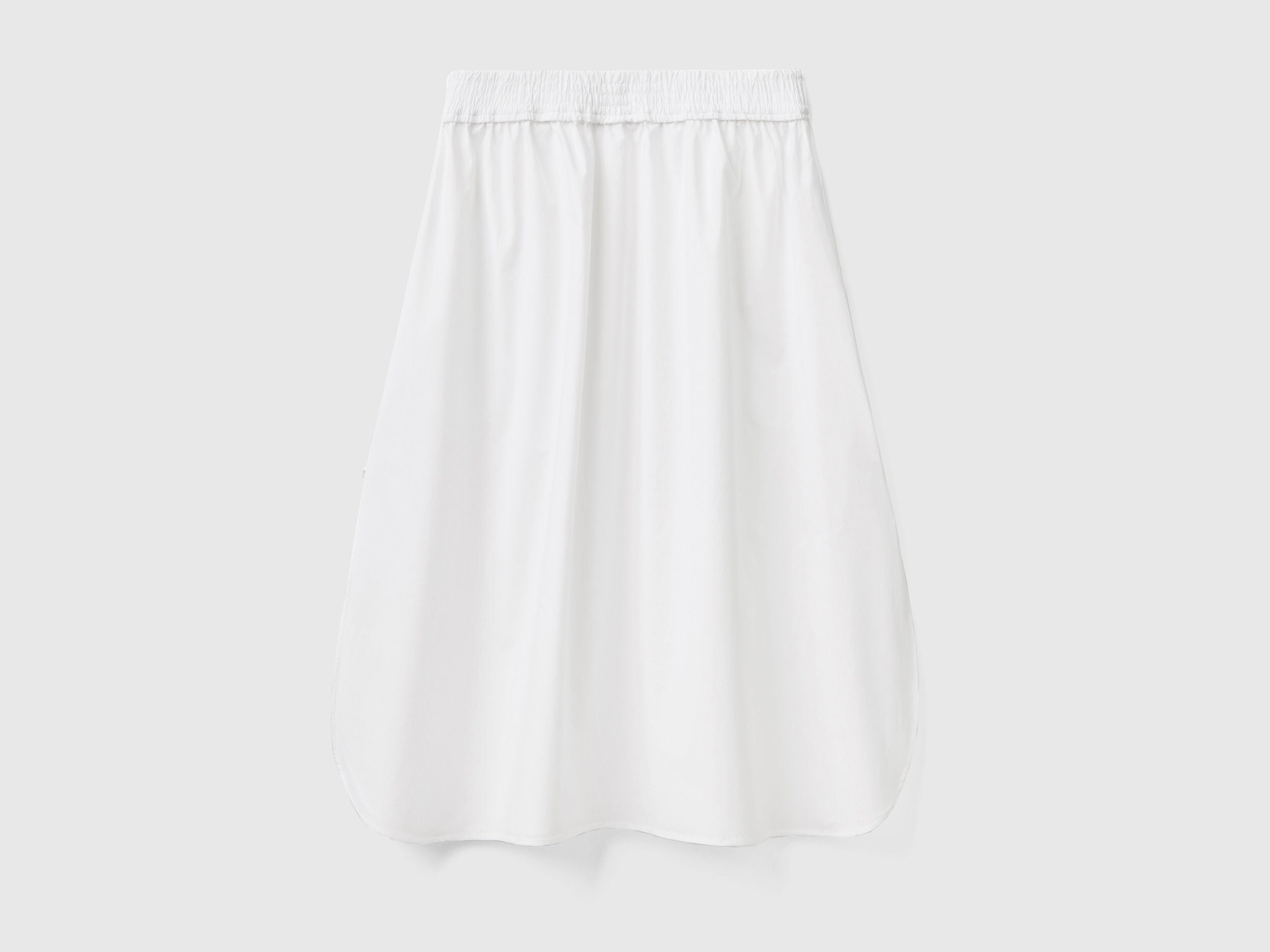 White 100% Cotton Midi Skirt