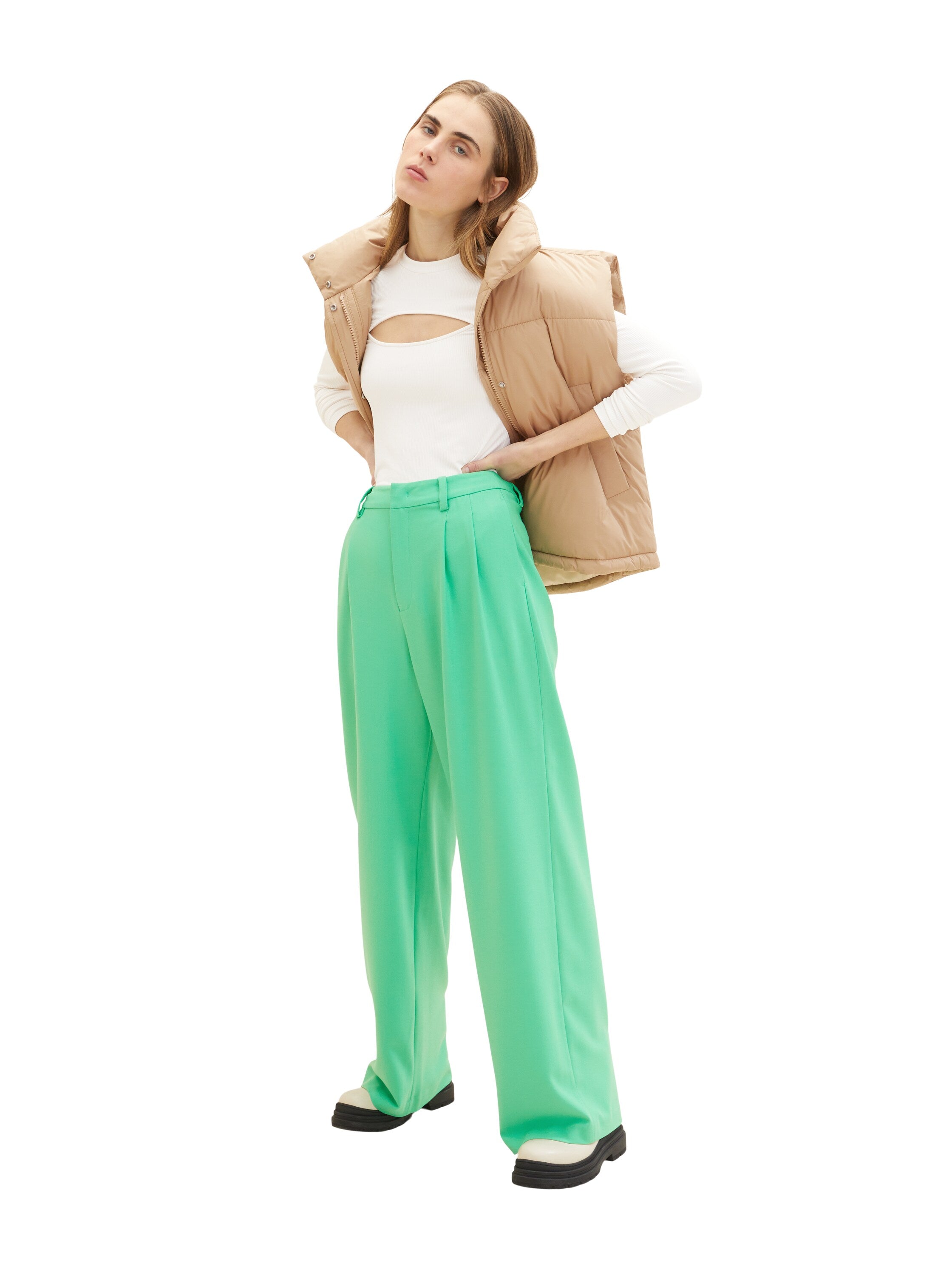 White Long Sleeve Mock Neck Top With Chest Cut-Out