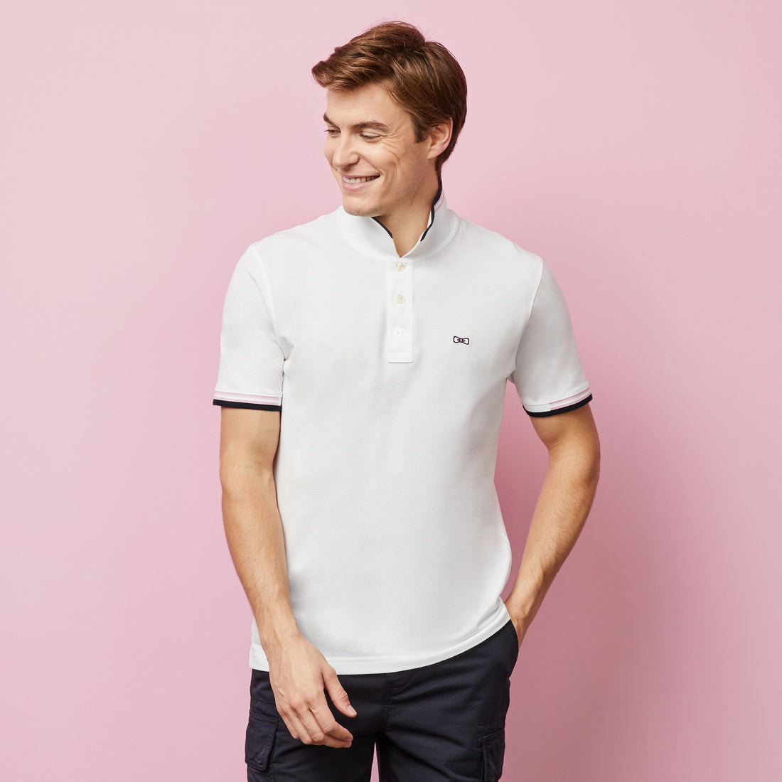 White Polo With Contrasting Trims - 02
