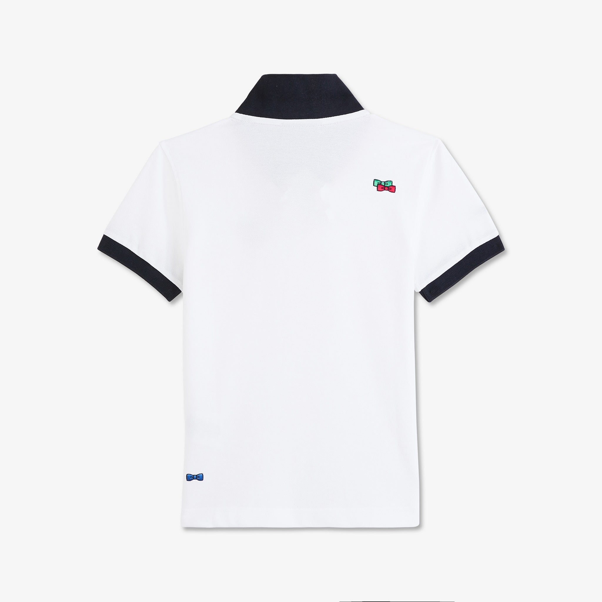 White Polo With Multicolour Bow Ties Embroidery - 02