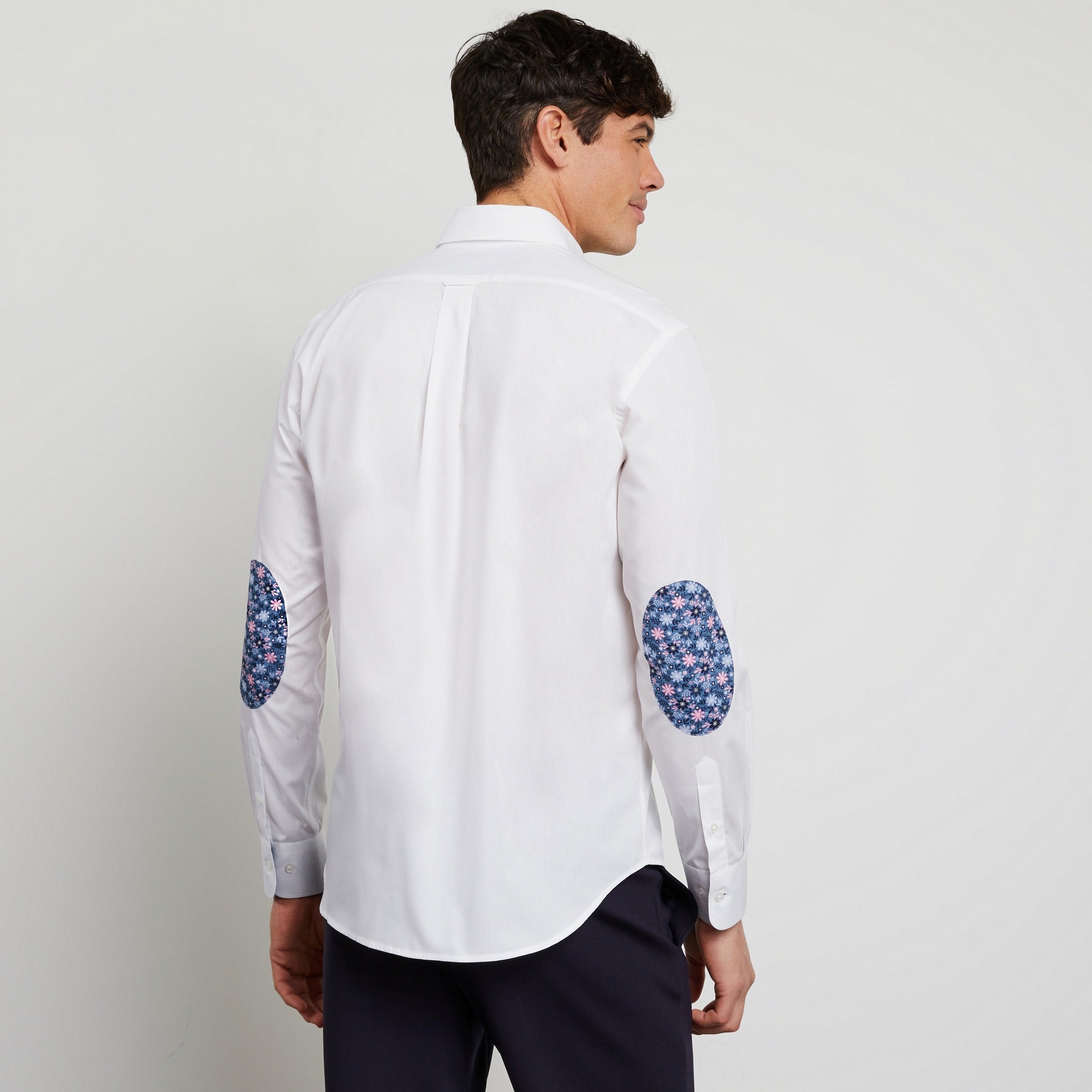 White Shirt With Decorative Elbow Patches - 03