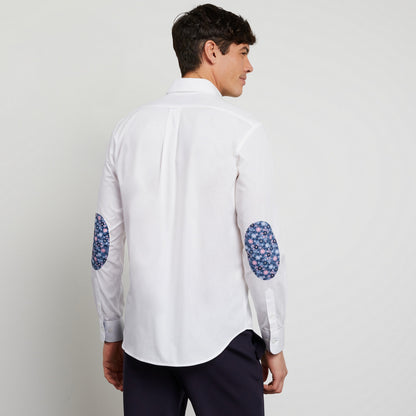 White Shirt With Decorative Elbow Patches - 03