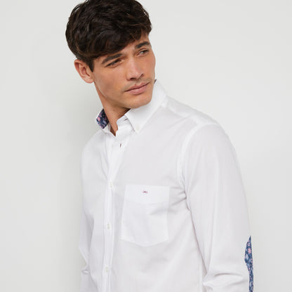 White Shirt With Decorative Elbow Patches - 04