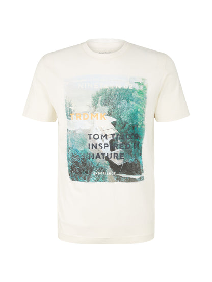 White Short Sleeve Graphic T-Shirt Tom Tailor