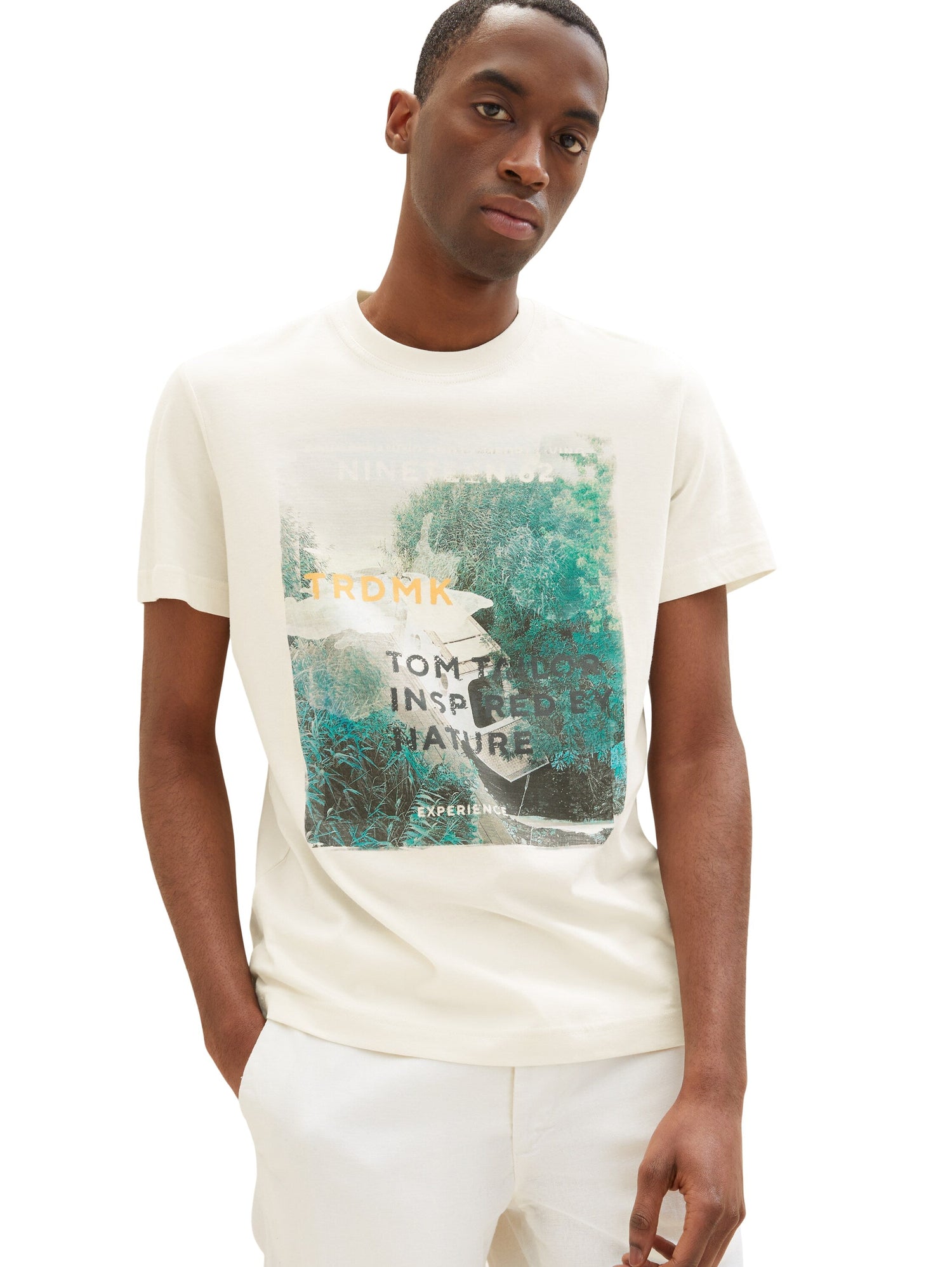 White Short Sleeve Graphic T-Shirt Tom Tailor