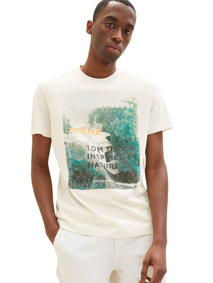 White Short Sleeve Graphic T-Shirt Tom Tailor