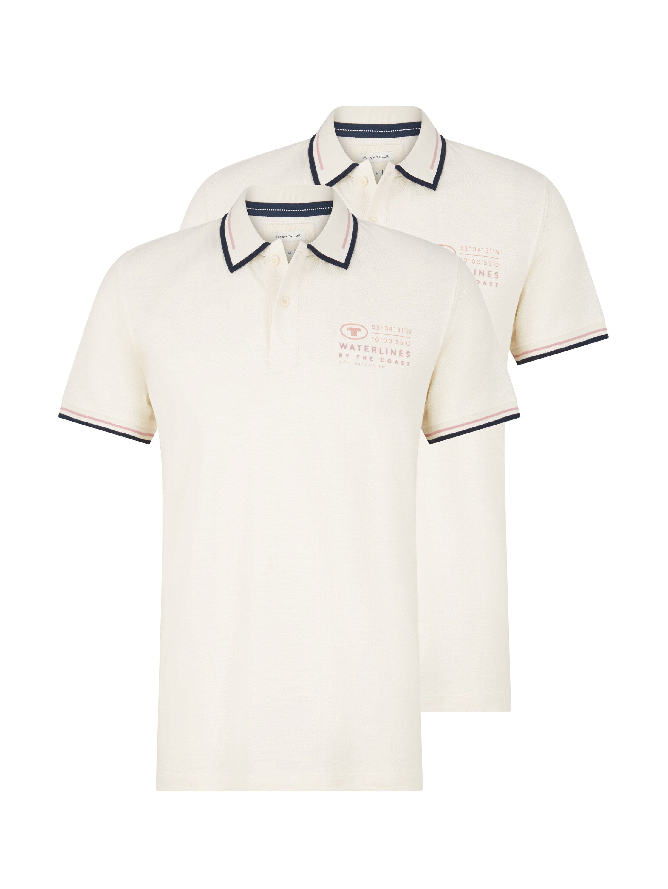 White Short Sleeve Polo Shirt With Brand Logo Tom Tailor