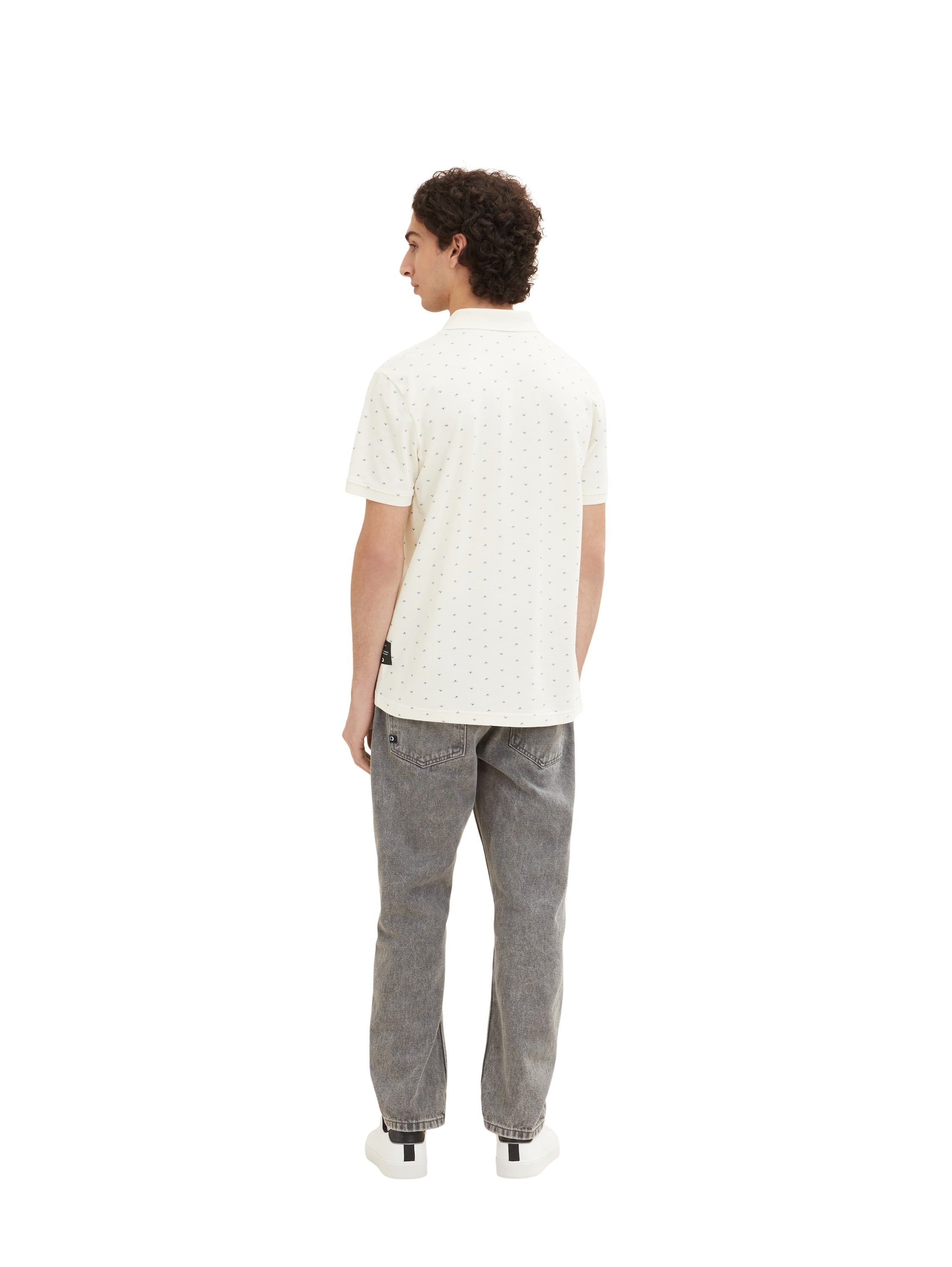 White Short Sleeve Printed Polo Shirt Tom Tailor
