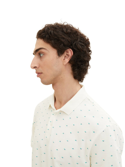 White Short Sleeve Printed Polo Shirt Tom Tailor