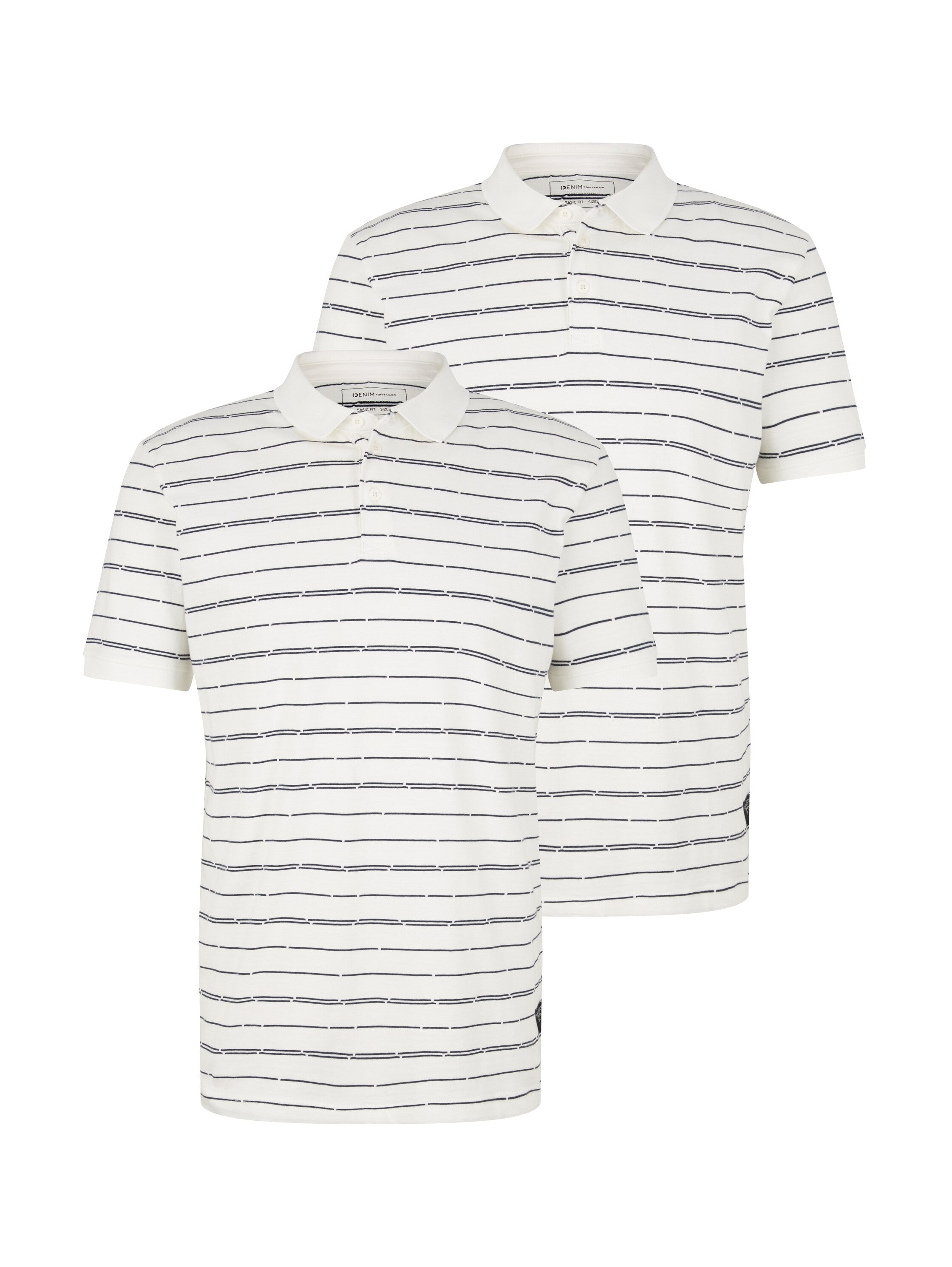White Short Sleeve Striped Polo Shirt Tom Tailor