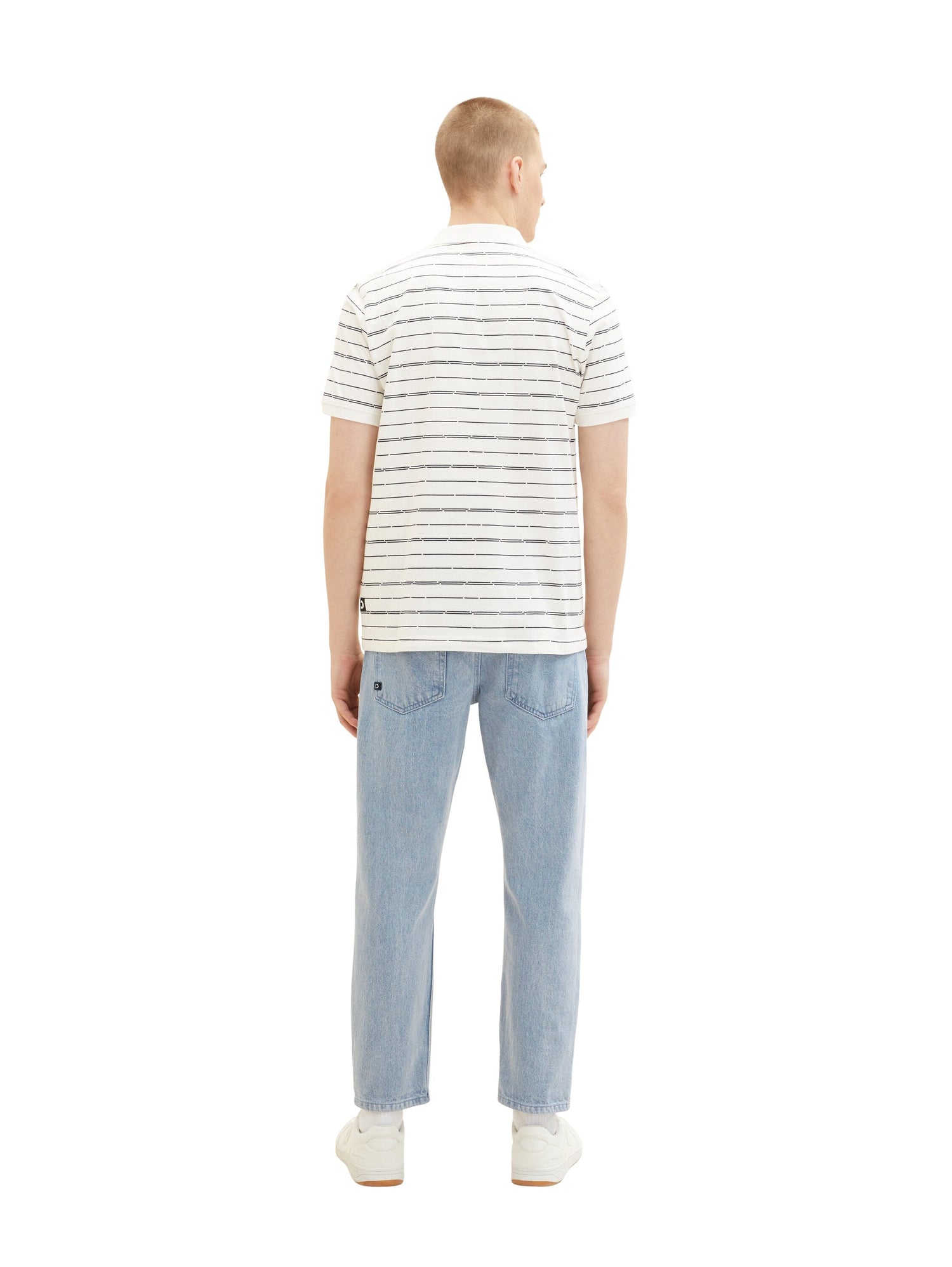 White Short Sleeve Striped Polo Shirt Tom Tailor