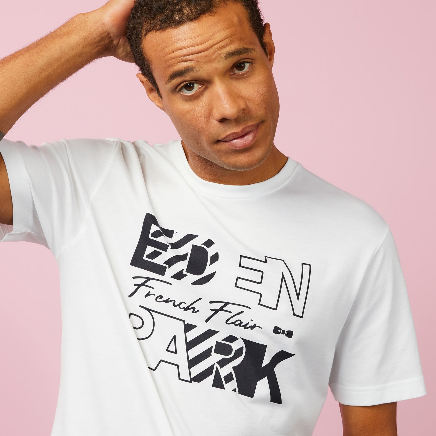 White Short-Sleeved T-Shirt With Eden Park French Flair Print - 04