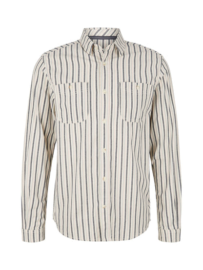 White Stripe Pattern Long Sleeve Shirt Tom Tailor