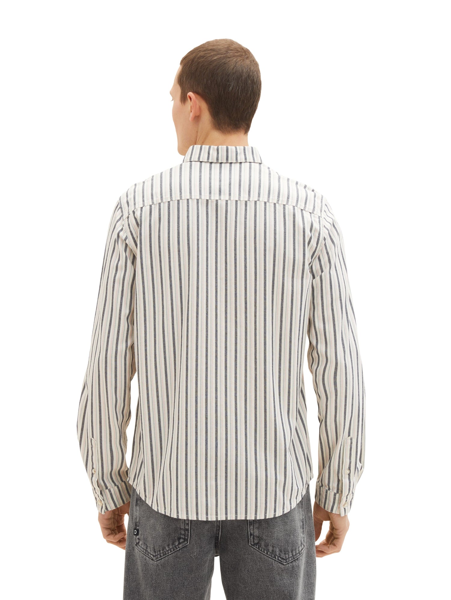 White Stripe Pattern Long Sleeve Shirt Tom Tailor
