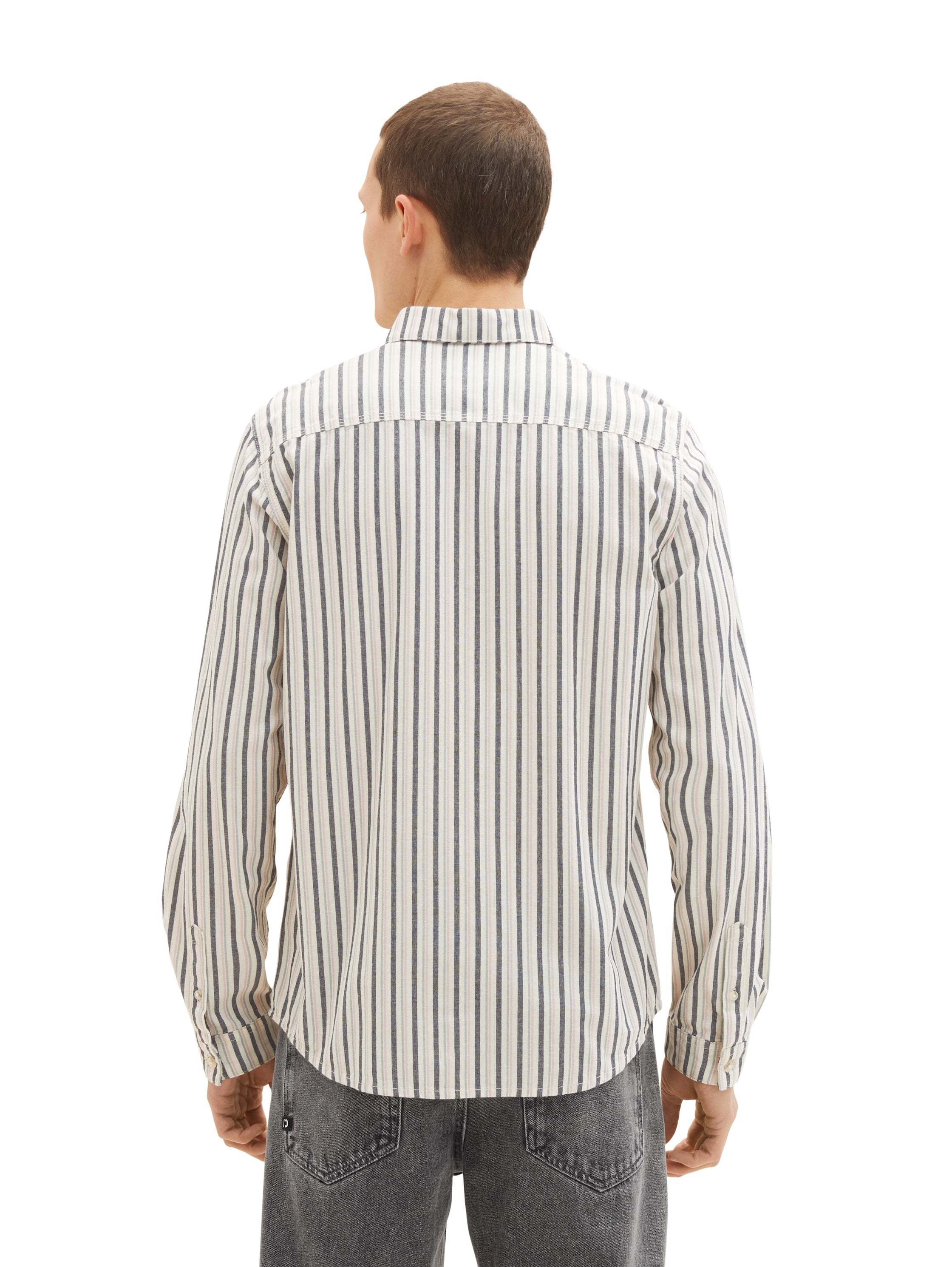 White Stripe Pattern Long Sleeve Shirt Tom Tailor