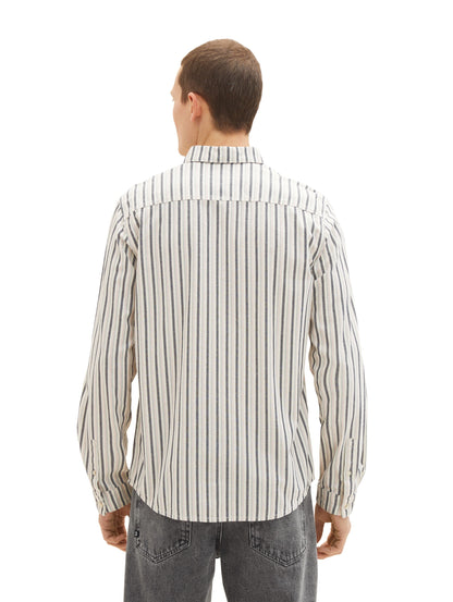 White Stripe Pattern Long Sleeve Shirt Tom Tailor