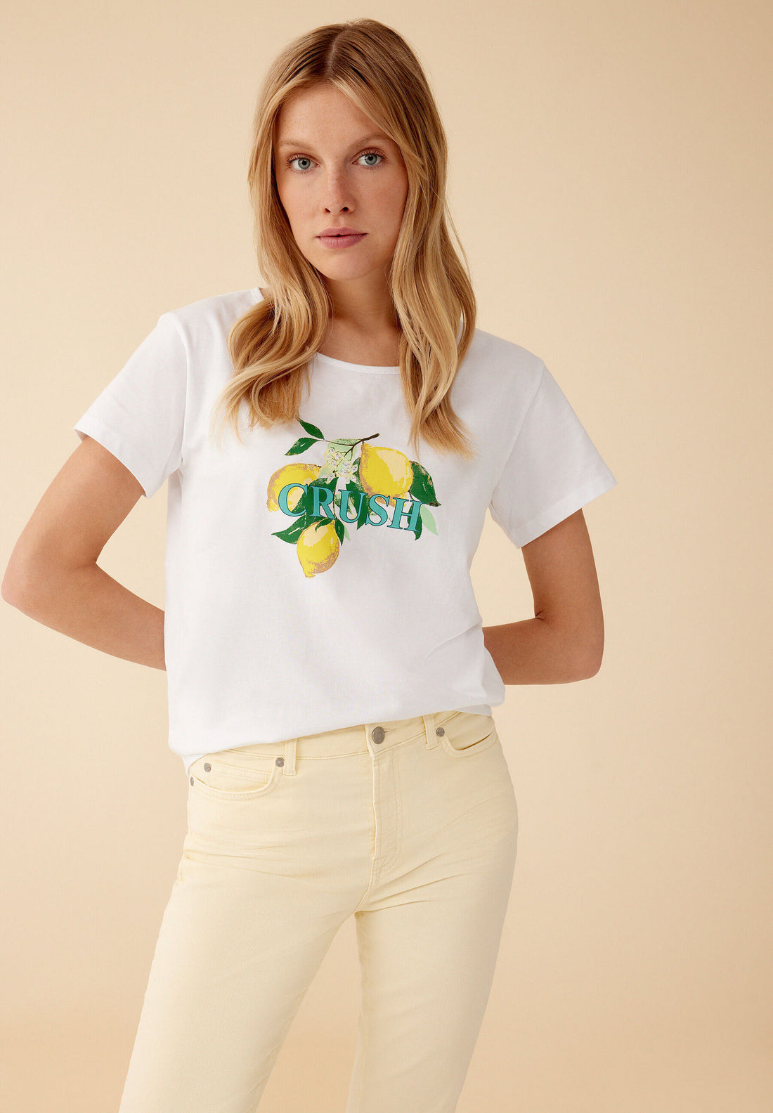 White T-Shirt With Front Print