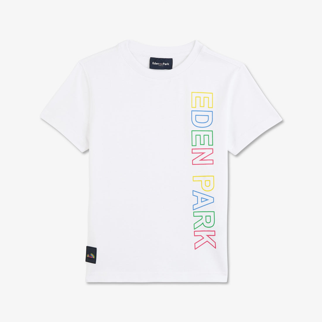 White T-Shirt With Multicoloured Screen Print - 01