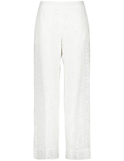 Wide-Leg Broderie Anglaise Trousers, Palazzo Fit