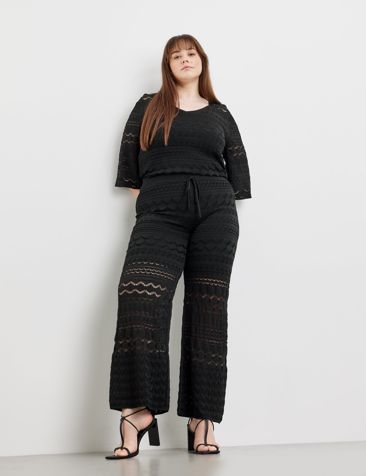 Wide Openwork Knit Trousers