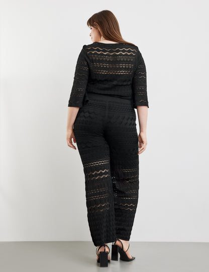 Wide Openwork Knit Trousers