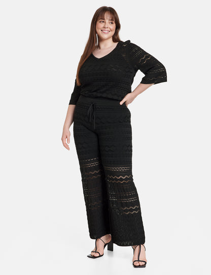 Wide Openwork Knit Trousers