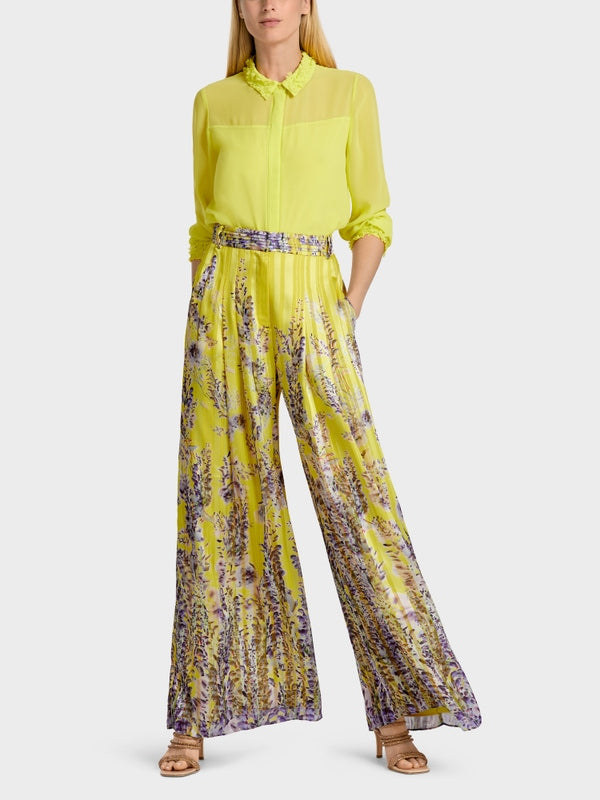 Wide Pants With Wisteria Print