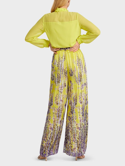 Wide Pants With Wisteria Print