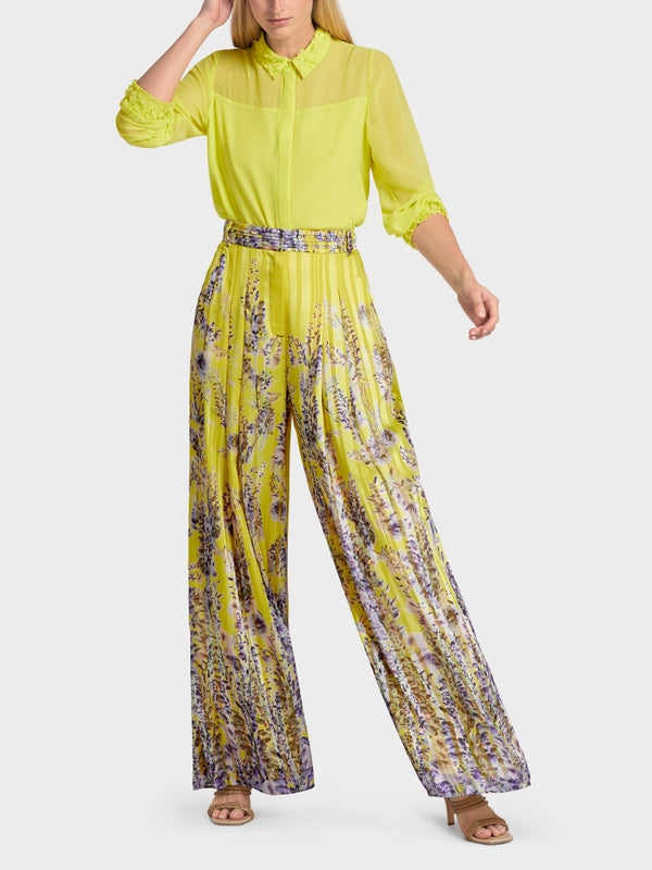 Wide Pants With Wisteria Print