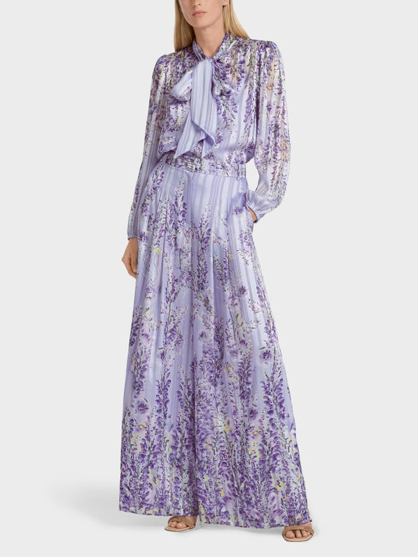 Wide Pants With Wisteria Print