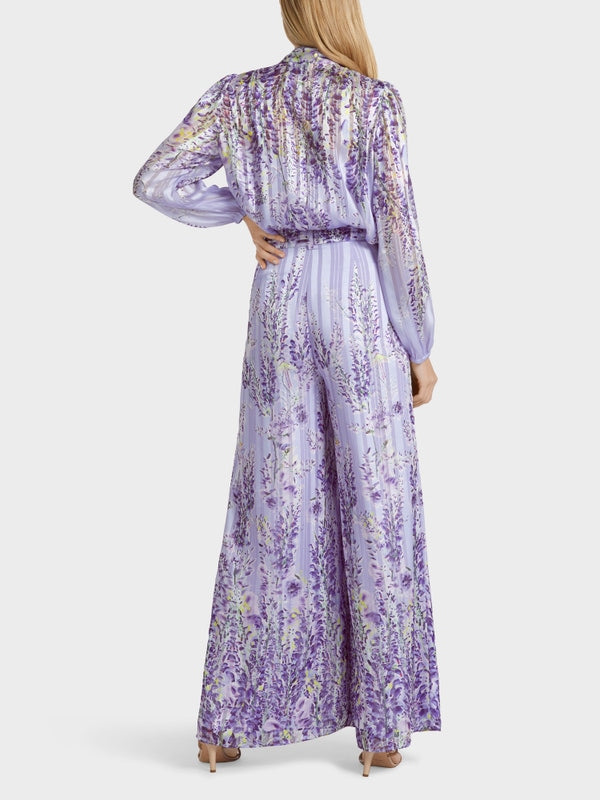 Wide Pants With Wisteria Print