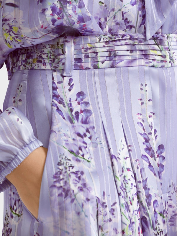 Wide Pants With Wisteria Print