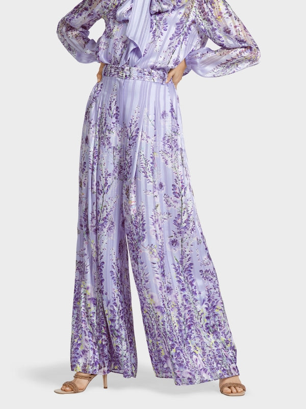 Wide Pants With Wisteria Print