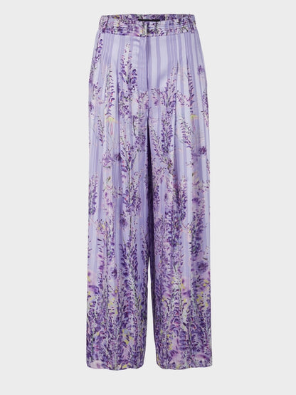 Wide Pants With Wisteria Print